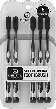 DENTAL EXPERT Soft Charcoal Toothbrush, 5 pcs