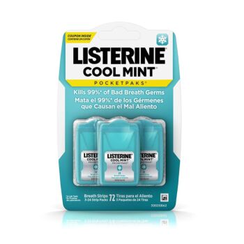 LISTERINE Cool Mint Pocket Paks, 72 strips